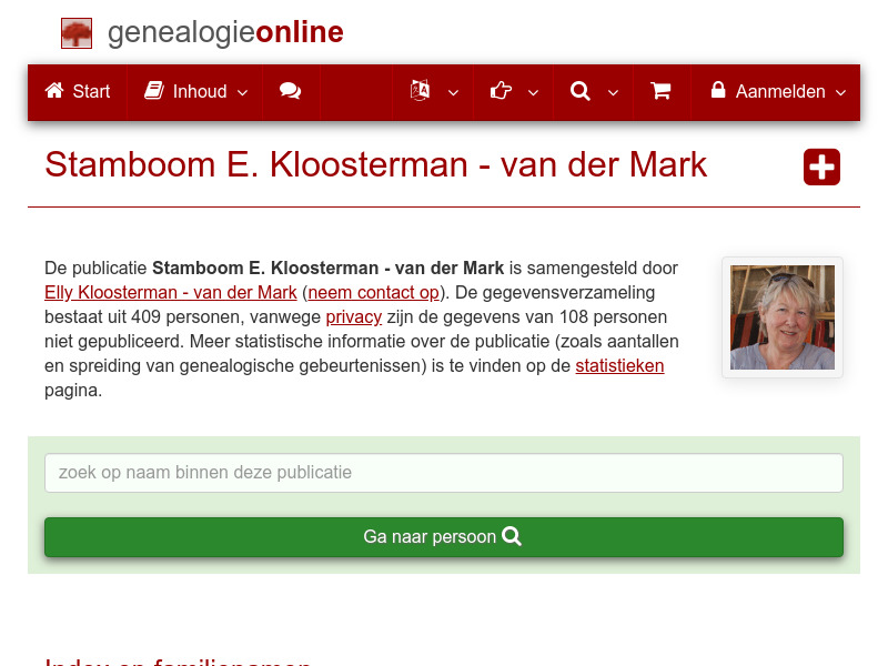 Screenshot van website