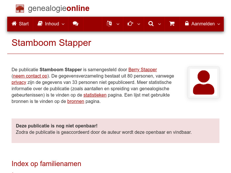 Screenshot van website