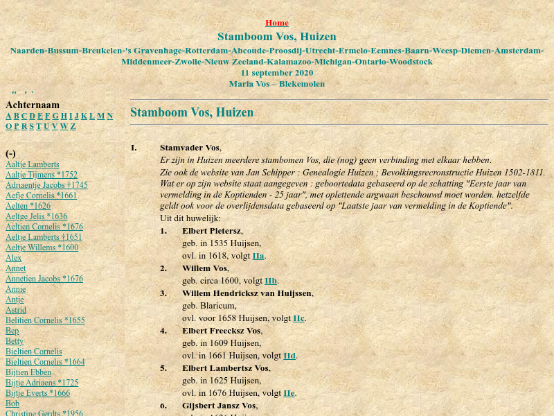 Screenshot van website