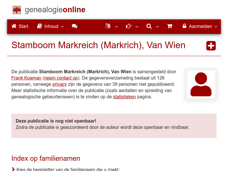 Screenshot van website