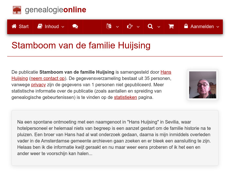 Screenshot van website