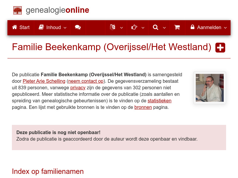 Screenshot van website
