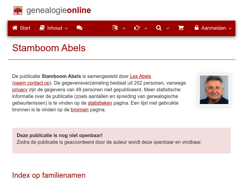 Screenshot van website