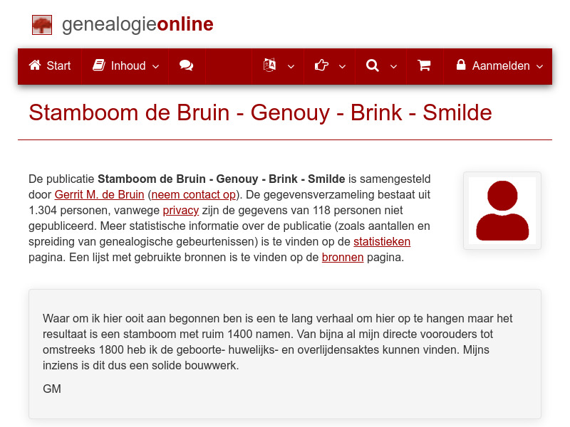 Screenshot van website