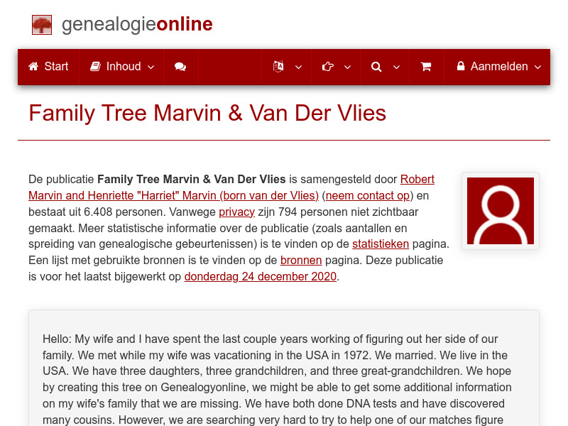 Screenshot van website