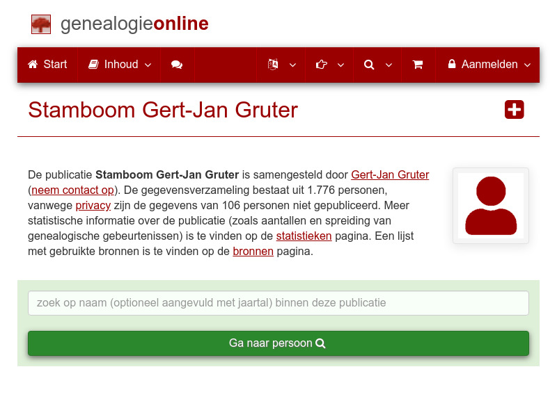 Screenshot van website