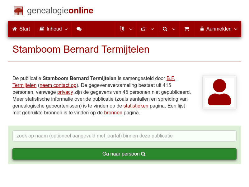 Screenshot van website