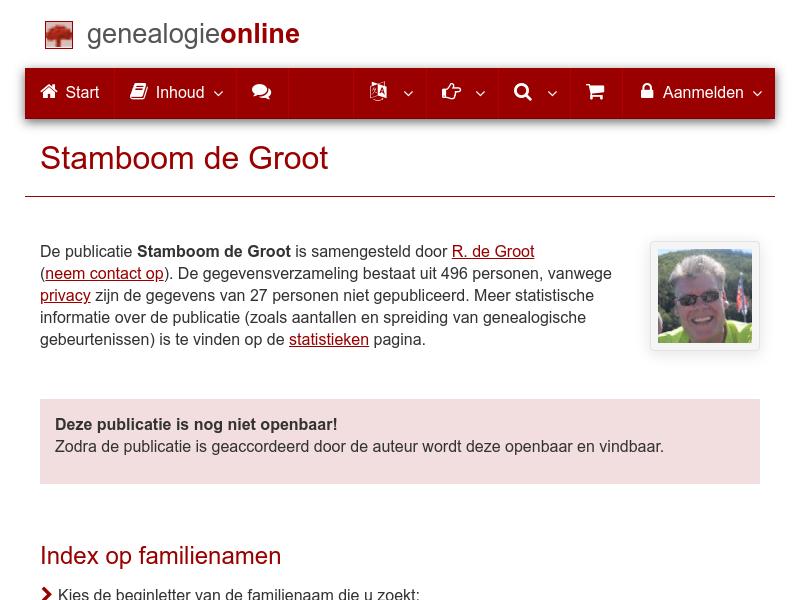 Screenshot van website
