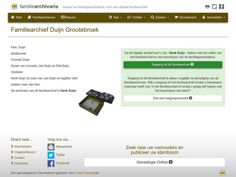 Screenshot van website
