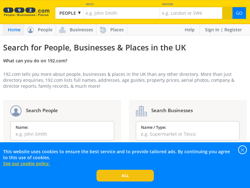 Screenshot van website