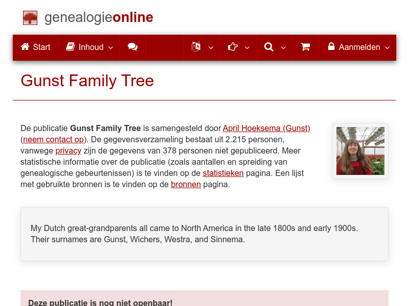 Screenshot van website