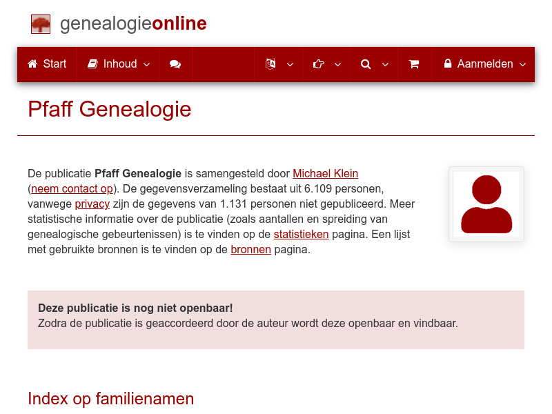 Screenshot van website