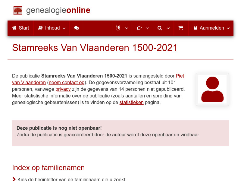 Screenshot van website