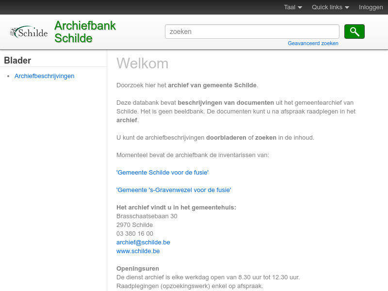 Screenshot van website