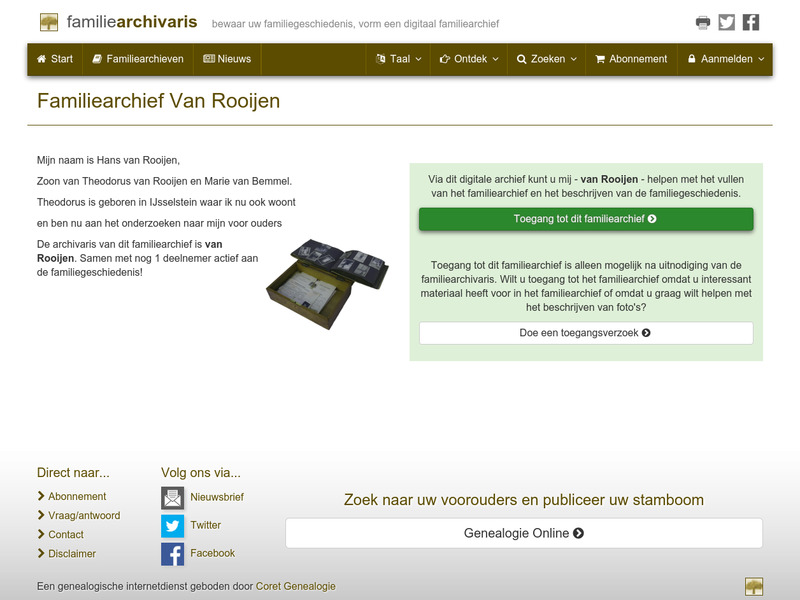 Screenshot van website