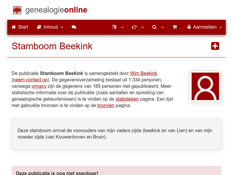 Screenshot van website