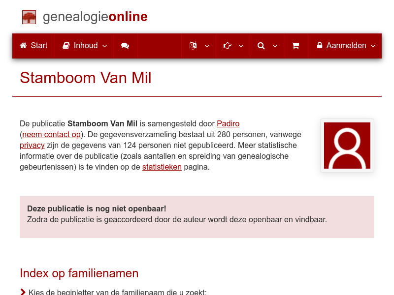 Screenshot van website