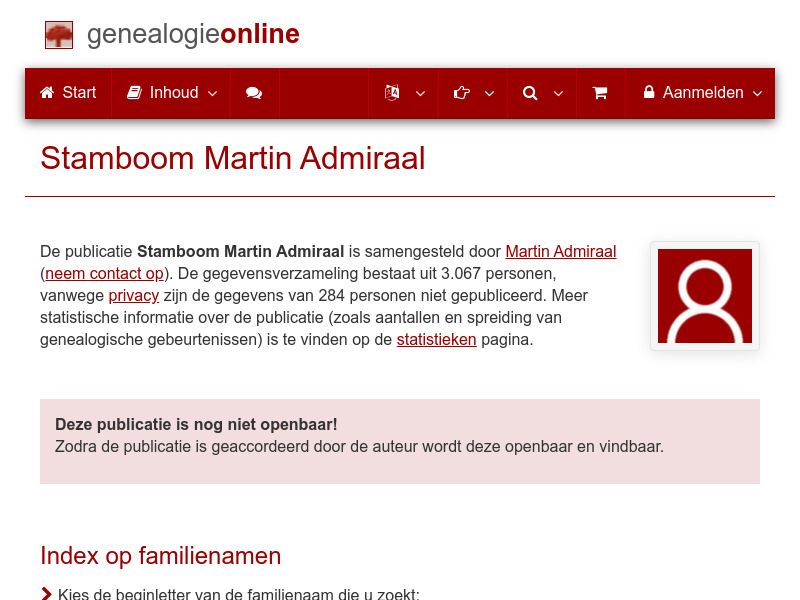 Screenshot van website