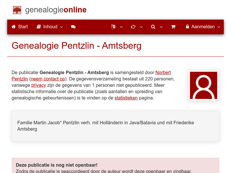Screenshot van website