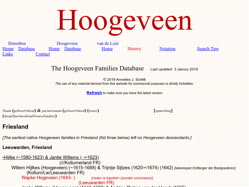 Screenshot van website