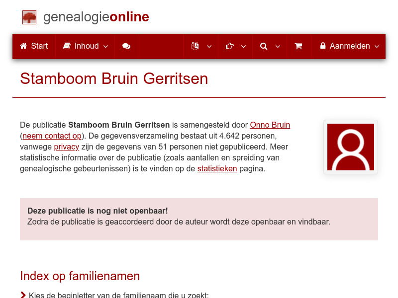 Screenshot van website