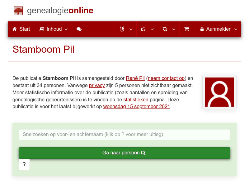 Screenshot van website