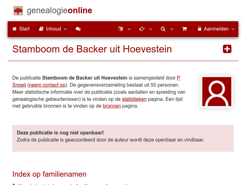 Screenshot van website