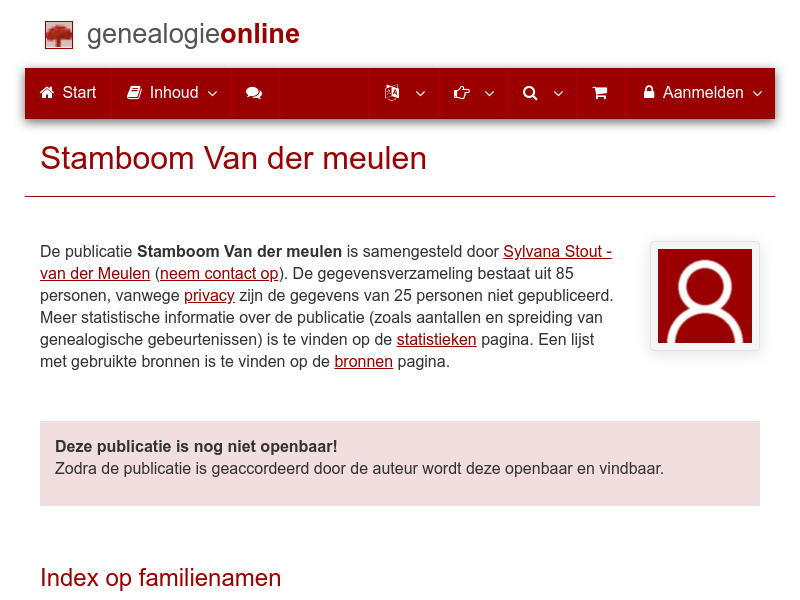 Screenshot van website