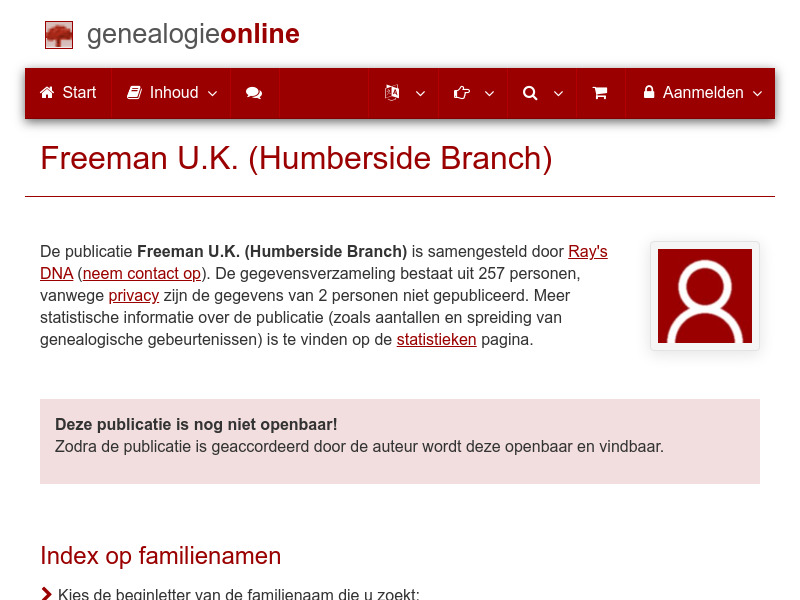 Screenshot van website