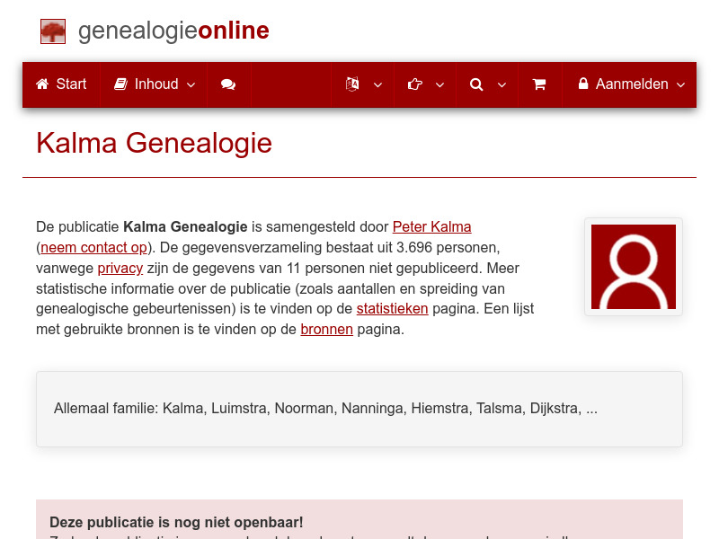 Screenshot van website