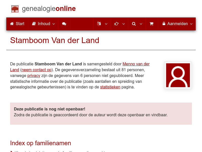 Screenshot van website