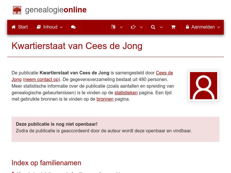 Screenshot van website