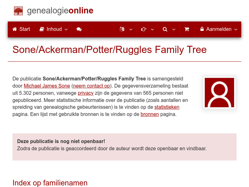 Screenshot van website