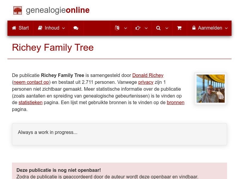 Screenshot van website