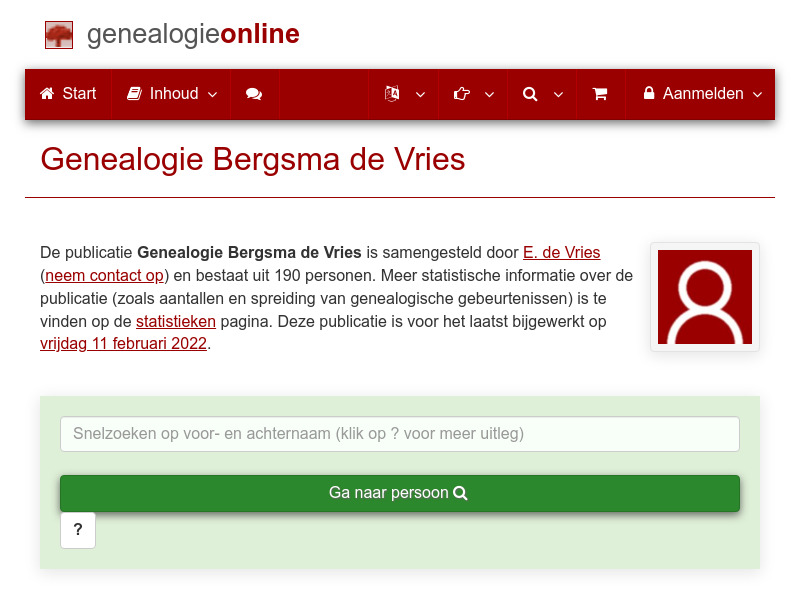 Screenshot van website