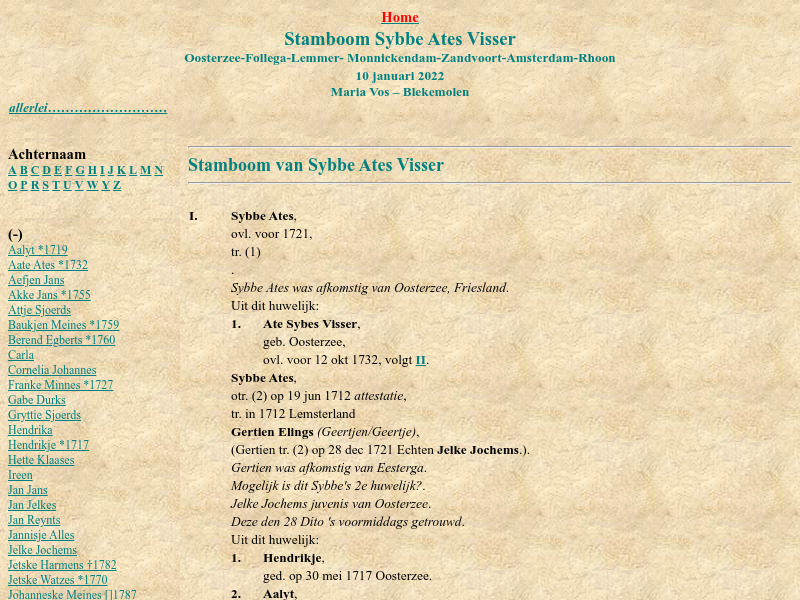 Screenshot van website