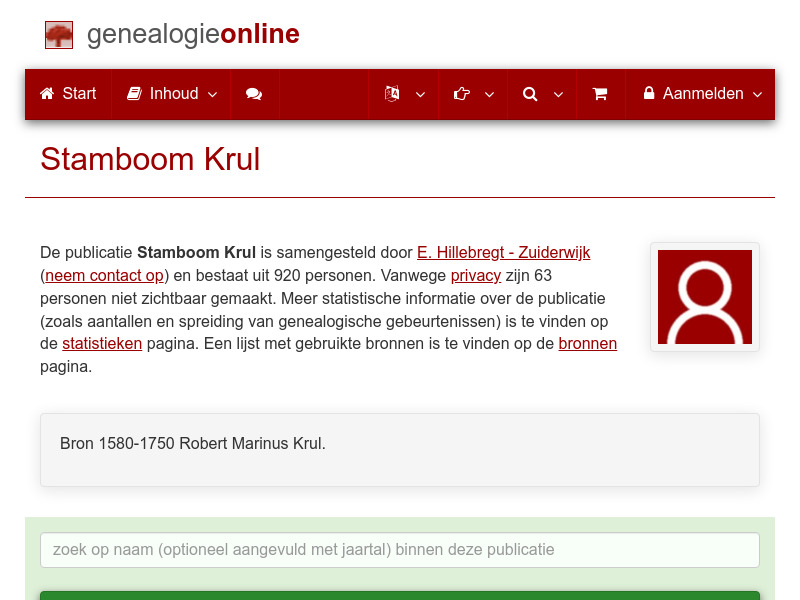 Screenshot van website
