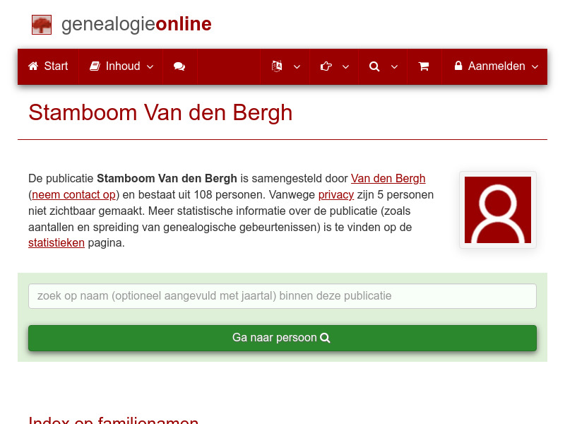 Screenshot van website