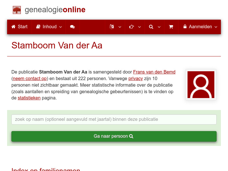 Screenshot van website