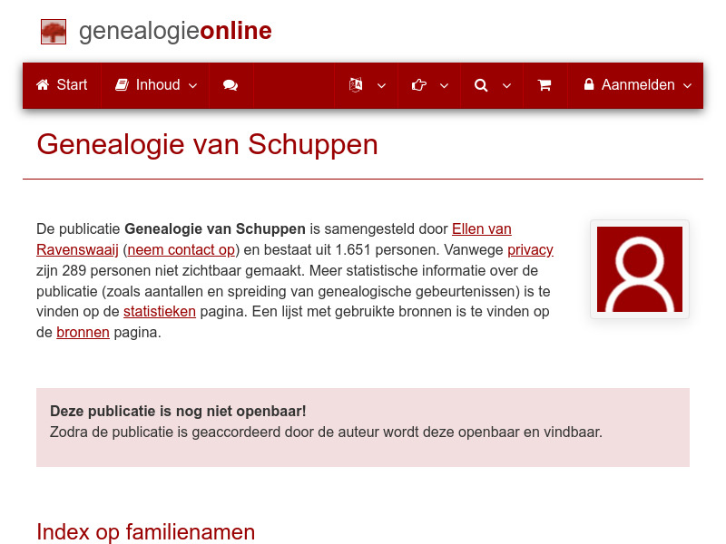 Screenshot van website