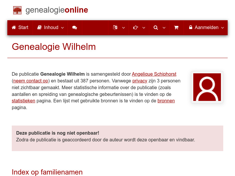 Screenshot van website