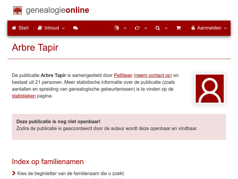 Screenshot van website