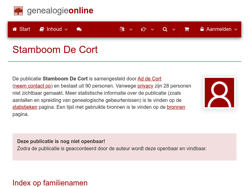 Screenshot van website