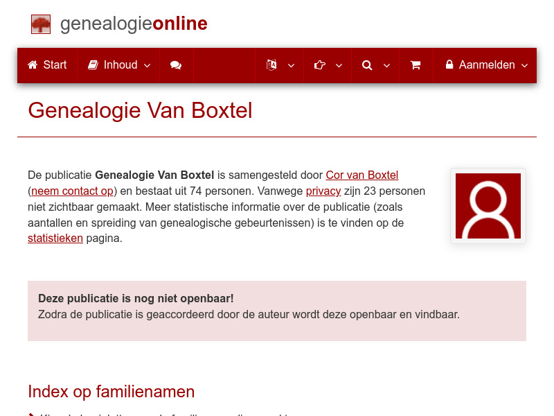 Screenshot van website