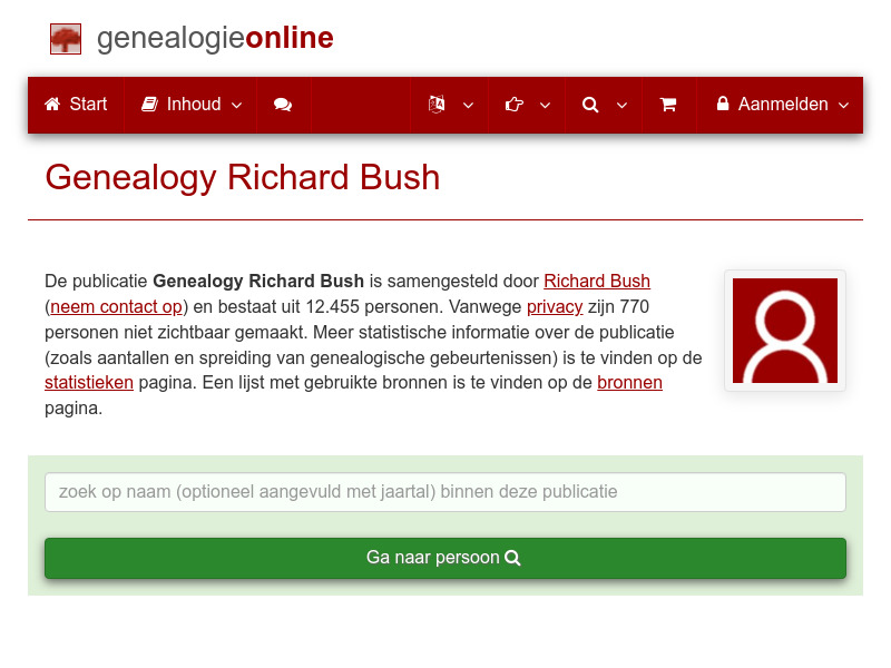 Screenshot van website