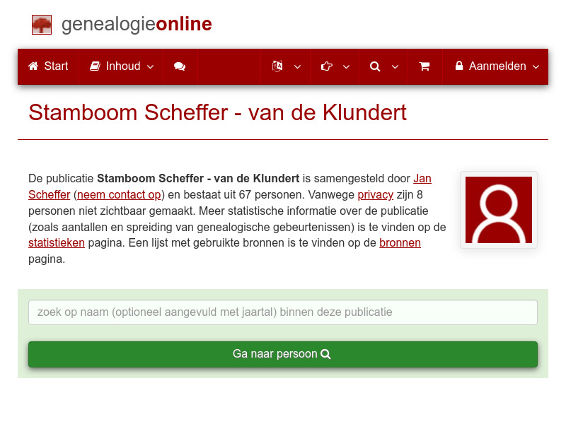 Screenshot van website