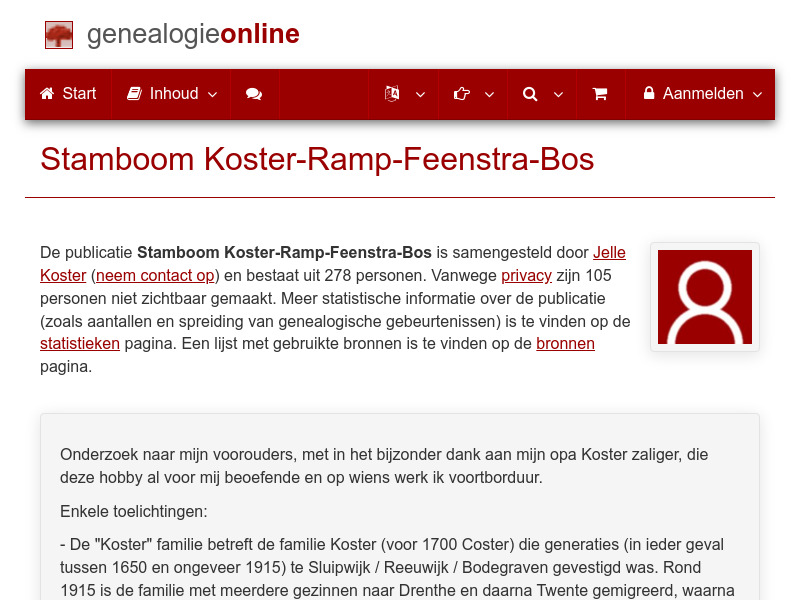 Screenshot van website