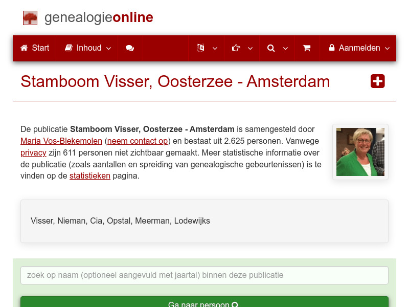 Screenshot van website