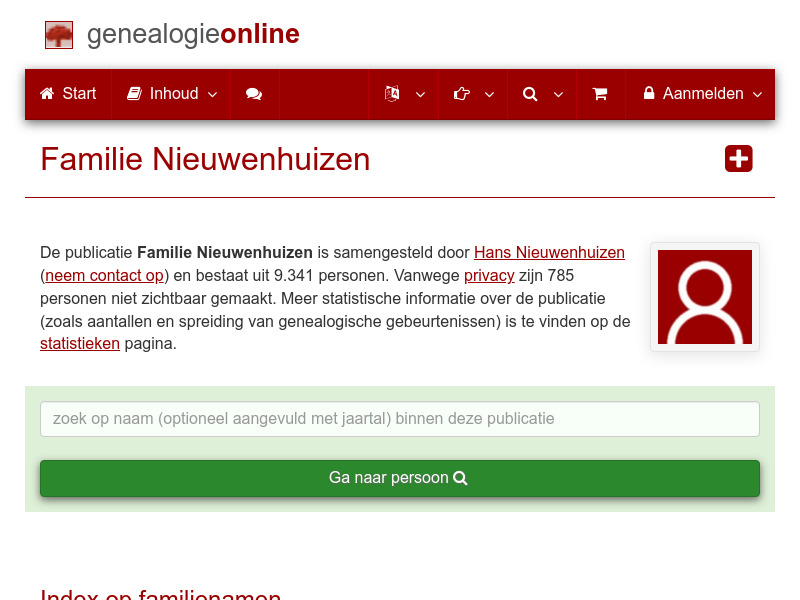 Screenshot van website