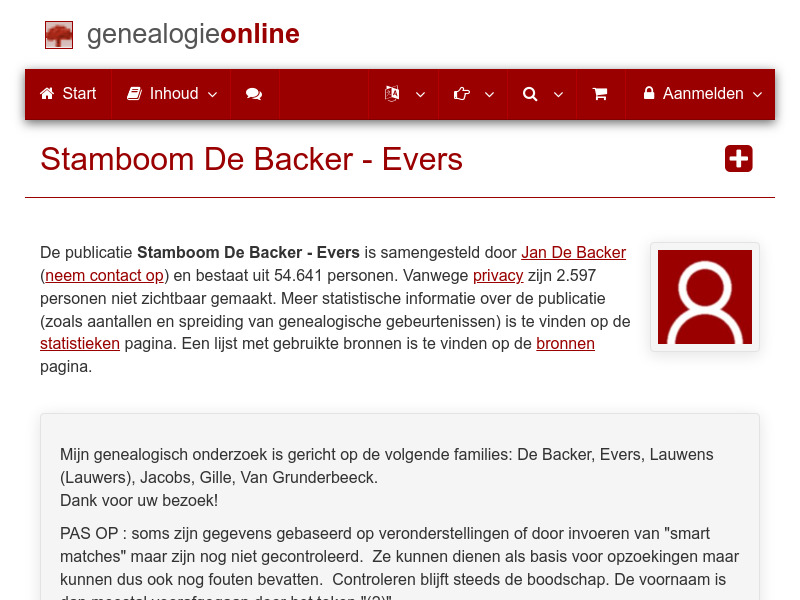 Screenshot van website